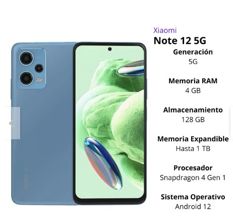 XIAOMI Redmi Note 12 5G 4 + 128 GB - Color Azul